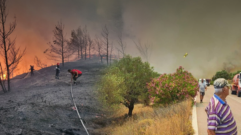 Ανεξέλεγκτη η φωτιά σε πευκοδάσος στη Ρόδο