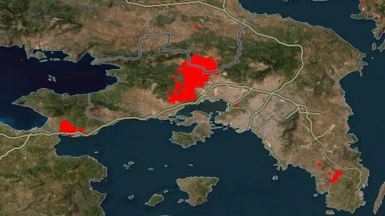 LIVE χάρτες με τα πύρινα μέτωπα στην Ελλάδα