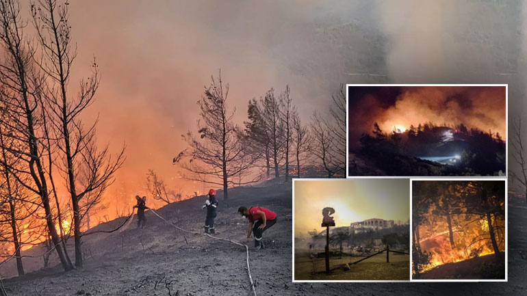 Αναζωπυρώθηκε η μεγάλη φωτιά στη Ρόδο