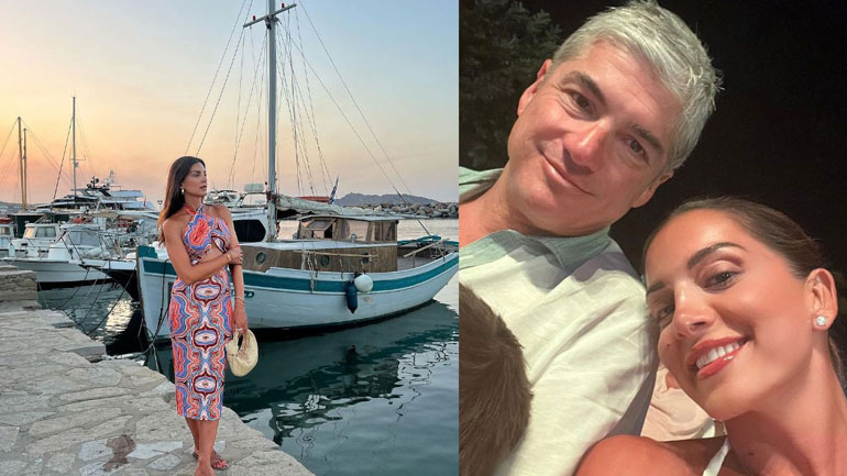 Σταματίνα Τσιμτσιλή: Με τον σύζυγό της, Θέμη Σοφό στη συναυλία του Μανώλη Μητσιά στη Σύρο