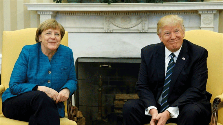 Συζήτηση Τραμπ-Μέρκελ συναντήθηκαν στο περιθώριο της εκδήλωσης στο Πόρτσμουθ