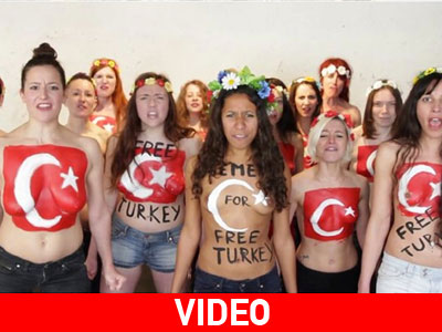Στο πλευρό των Τούρκων διαδηλωτών οι Femen Στο πλευρό των Τούρκων διαδηλωτών οι Femen