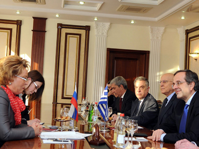 Ολοκληρώθηκε η συνάντηση Σαμαρά με τη Βαλεντίνα Ματβιένκο