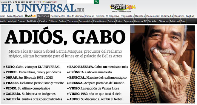 Το πρωτοσέλιδο του περιοδικού El Universal