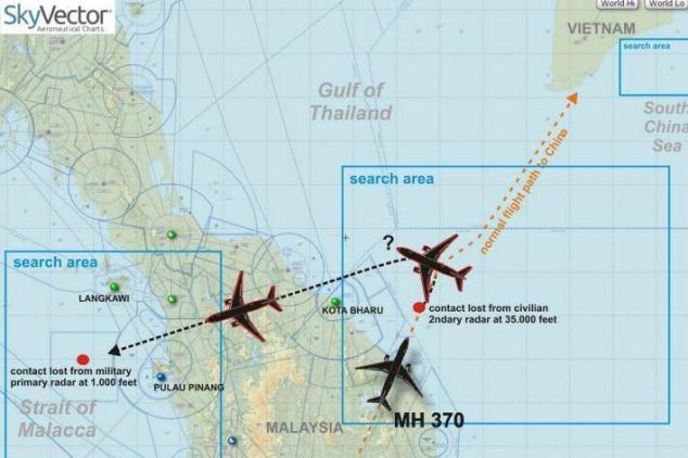 Αν όντως τα αντικείμενα είναι συντρίμμια του εξαφανισμένου αεροσκάφους, τότε το Boeing έκανε αναστροφή