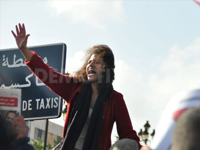 Διαδήλωση υπέρ της ελευθεροτυπίας από Τυνήσιους δημοσιογράφους