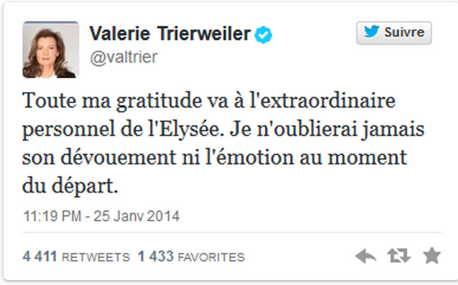 Το πρώτο τιτίβισμα της δημοσιογράφου μετά τον χωρισμό από τον Ολάντ