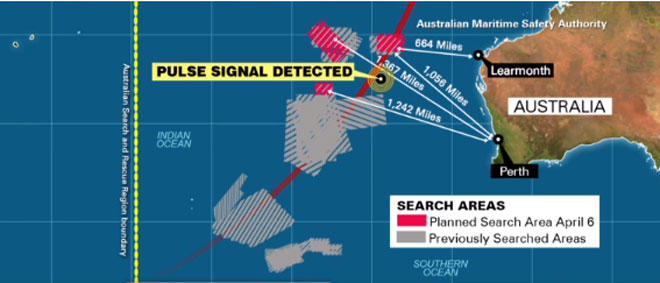 To σημείο όπου εντοπίστηκε το σήμα των 90 δευτερολέπτων