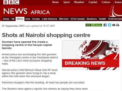 Ναϊρόμπι: Πυροβολισμοί σε εμπορικό κέντρο