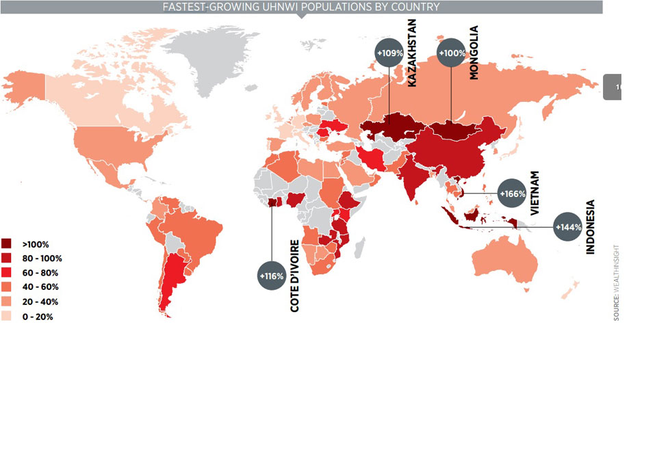 Οι χώρες στις οποίες αυξάνεται ταχύτερα από όλες τις άλλες ο πληθυσμός των πλουσίων