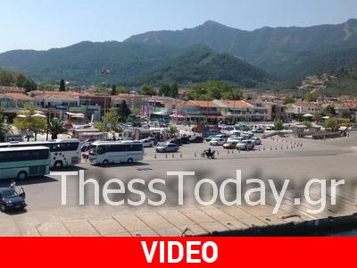 Ουρές στο λιμάνι της Θάσου