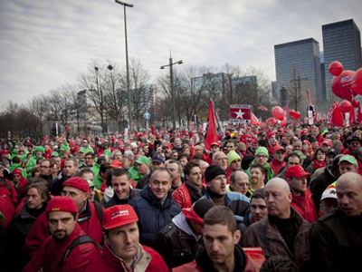 Συγκεντρώσεις διαμαρτυρίας κατά της λιτότητας στις Βρυξέλλες