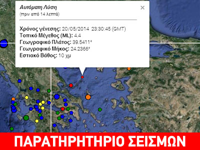 Σεισμός 4,4R ΒΒΑ της Αλοννήσου