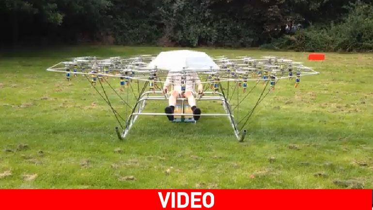 Αυτοσχέδιο ελικόπτερο από 54 drones