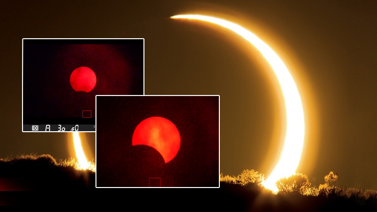 11.45: Καταγραφή του φαινομένου στην κορύφωσή του μέσω i-phone και καπνισμένου γυαλιού