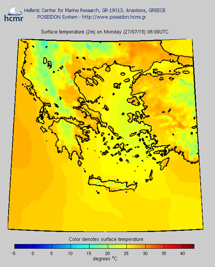 Θερμοκρασία αέρα τη Δευτέρα