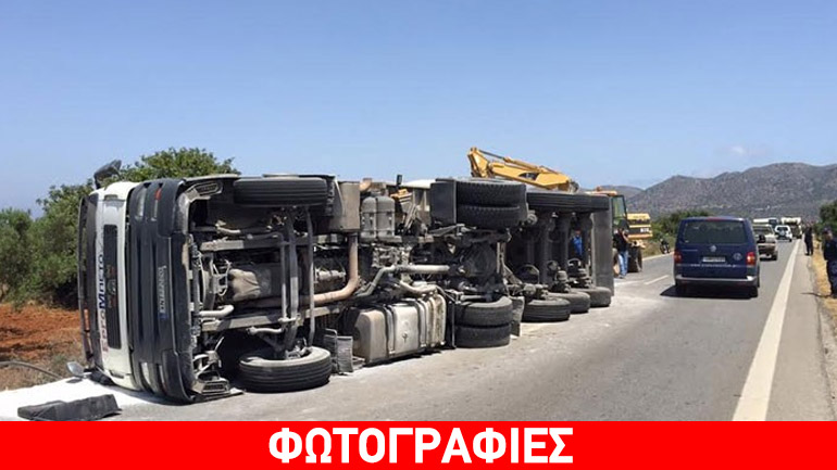 Τούμπαρε νταλίκα στα Χανιά