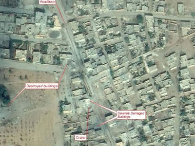 Εικόνα δορυφόρου: Kατεστραμμένα κτίρια στο Κομπάνι