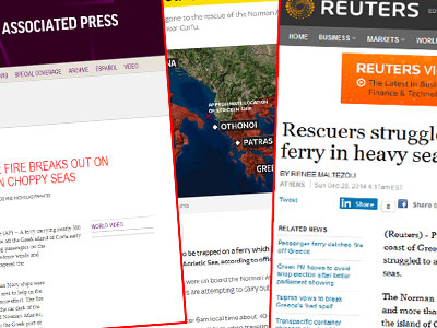 Εκτενή δημοσιεύματα του διεθνούς τύπου για την πυρκαγιά στο «Norman Atlantic»