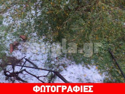 Εκτεταμένες ζημιές από χαλαζόπτωση στον Άγιο Νικόλαο Βοιών Λακωνίας
