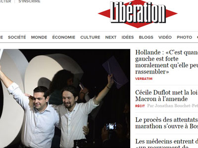 Liberation: «Η Άνοιξη της κόκκινης Αριστεράς, στην Ευρώπη του Νότου»