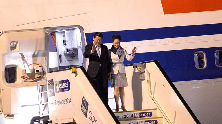 H άφιξη του Κινέζου προέδρου και της συζύγου του