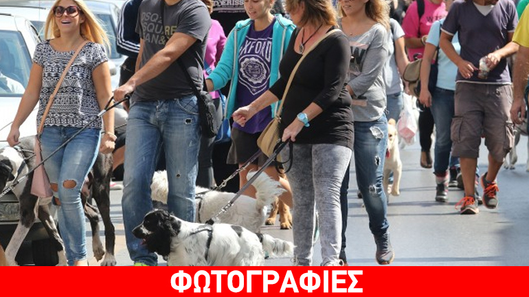 Παρέλασαν με τα κατοικίδιά τους στο κέντρο του Ηρακλείου