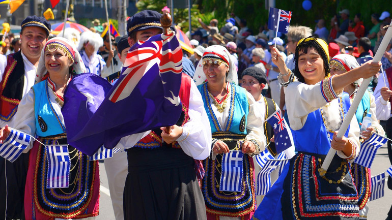 Ελληνικές σημαίες στη Μελβούρνη