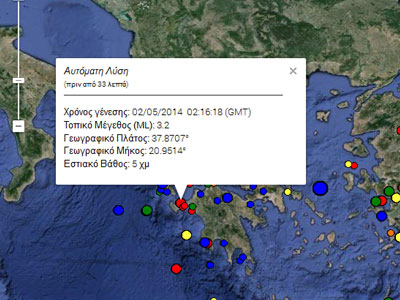 Σεισμός 3,2R ανοικτά της Μανωλάδας