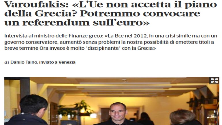 Το Υπ. Οικονομικών καταγγέλλει την “Corriere della Sera” για… κιτρινισμό!