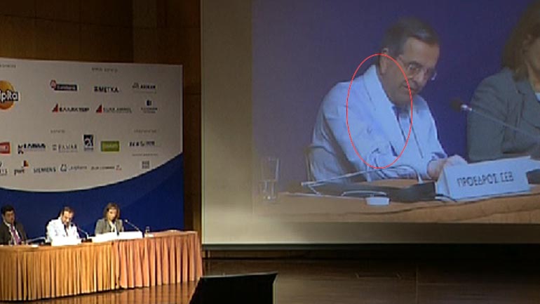 Ο Σαμαράς με τον νάρθηκα στη συνέλευση του ΣΕΒ