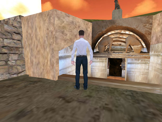 Στην είσοδο του τύμβου