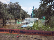 Tα συντρίμμια σε χωράφι της Σπάρτης