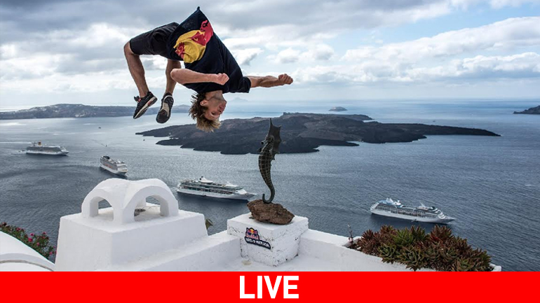 Zωντανά στο zougla.gr το Red Bull Art of Motion: Πηδώντας από…. ταράτσα σε ταράτσα στη Σαντορίνη
