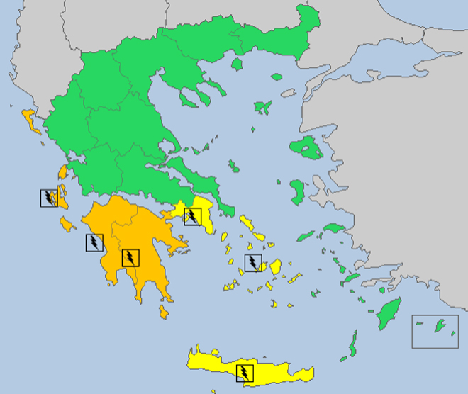 Τα σημεία όπου θα εκδηλωθούν οι καταιγίδες