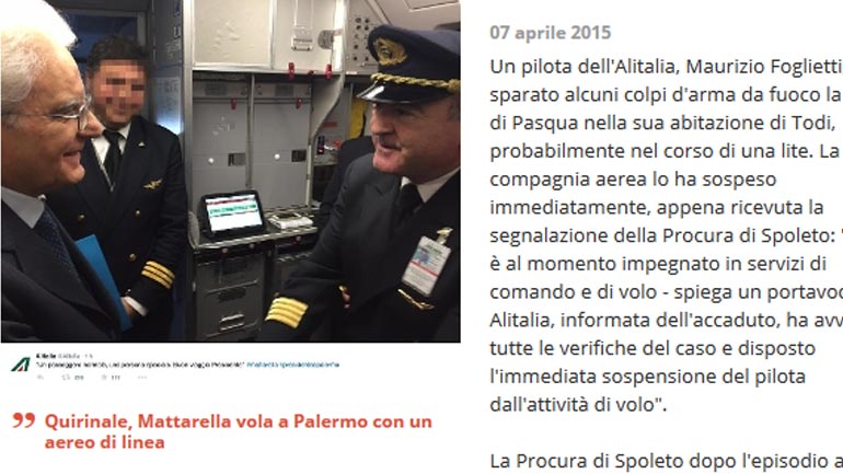 H Αλιτάλια έπαυσε πιλότο-πιστολέρο…