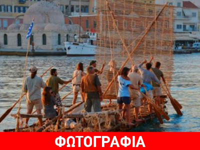 Στα Χανιά η σχεδία με τους θαλασσοπόρους