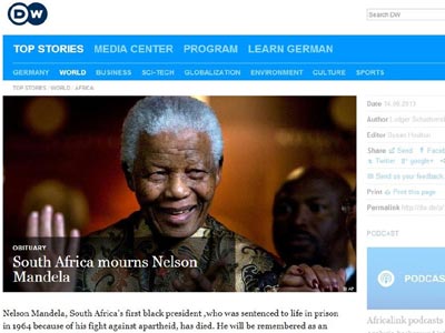 Η Deutsche Welle «πέθανε» τον Νέλσον Μαντέλα
