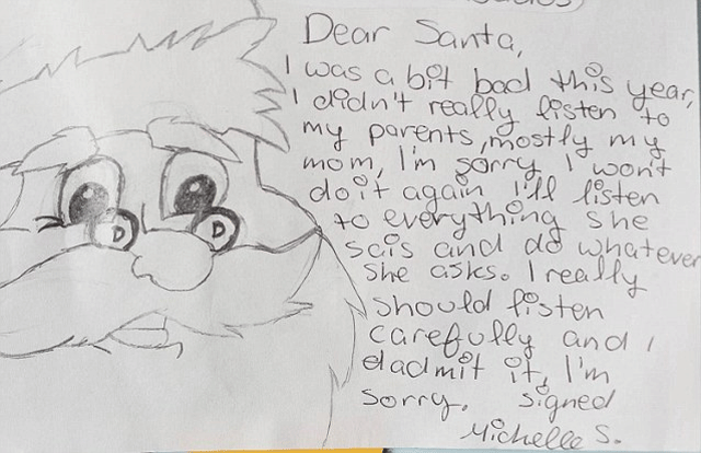 Εδώ ο αποστολέας ομολογεί ότι δεν ήταν και πολύ καλό παιδί τη χρονιά που φεύγει