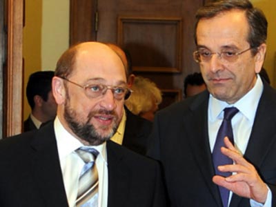 Σε εξέλιξη η συνάντηση Σαμαρά – Σουλτς