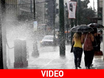 Χαλάζι στο κέντρο της Θεσσαλονίκης