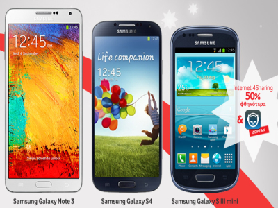 Χριστουγεννιάτικες προσφορές της Vodafone με ποικιλία Samsung έξυπνων τηλεφώνων μεγάλης οθόνης