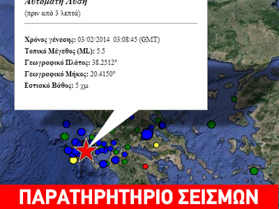 Ισχυρή σεισμική δόνηση 5,7 ρίχτερ στην Κεφαλονιά