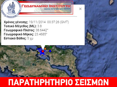 Σεισμός 3,8 Ρίχτερ στη Χαλκίδα