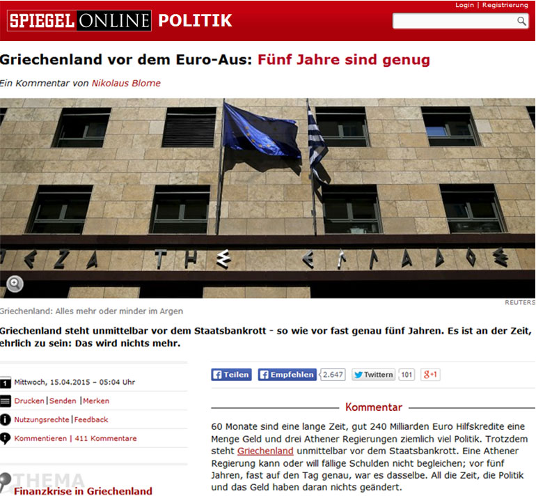 Spiegel: «5 χρόνια είναι αρκετά» (Το δημοσίευμα που προκάλεσε την αντίδραση του Κρίστιαν Ρίκενς)