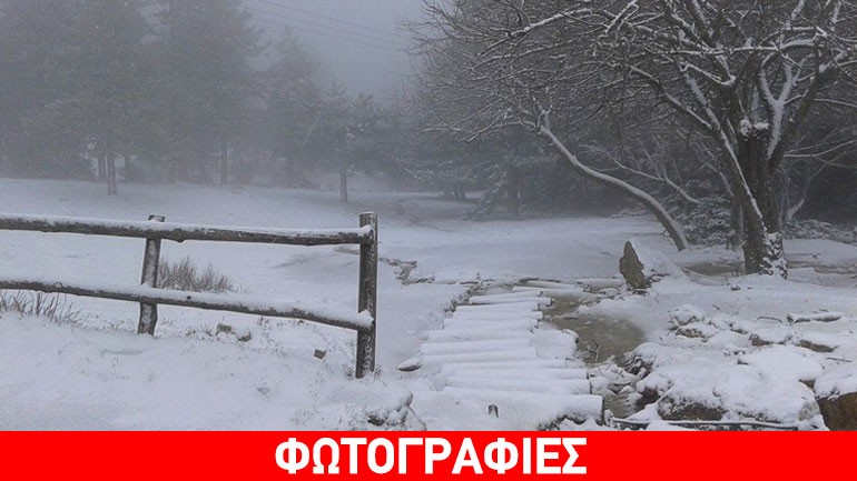 Χιονίζει στην Πάρνηθα