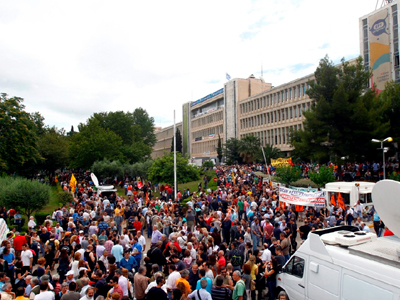 Συλλαλητήριο στην ΕΡΤ ένα χρόνο μετά την εισβολή των ΜΑΤ