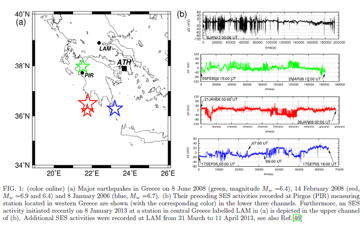 Αριστερά ο χάρτης με τις περιοχές όπου εκδηλώθηκαν σεισμοί και δεξιά, τα σήματά τους