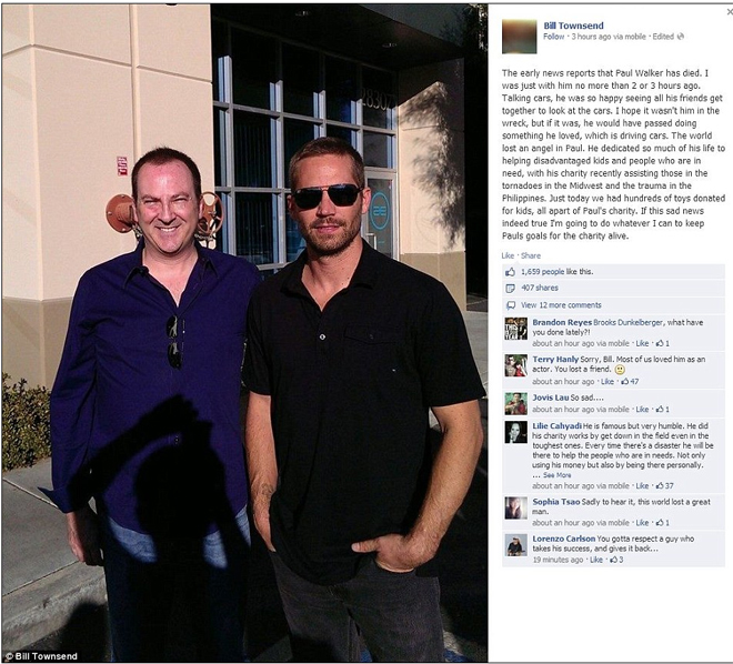 Ο Πολ Γουόκερ λίγες ώρες πριν το τραγικό δυστύχημα