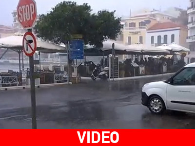 Κρήτη: Πλημμύρησαν οι δρόμοι στον Άγιο Νικόλαο